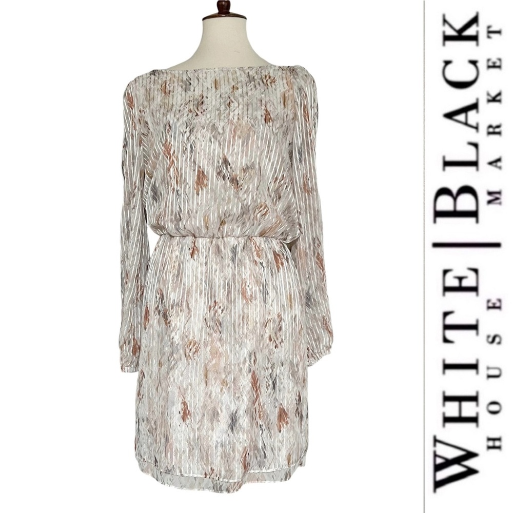 White House Black Market Frozen Geo Boho Long Sleeve Dress